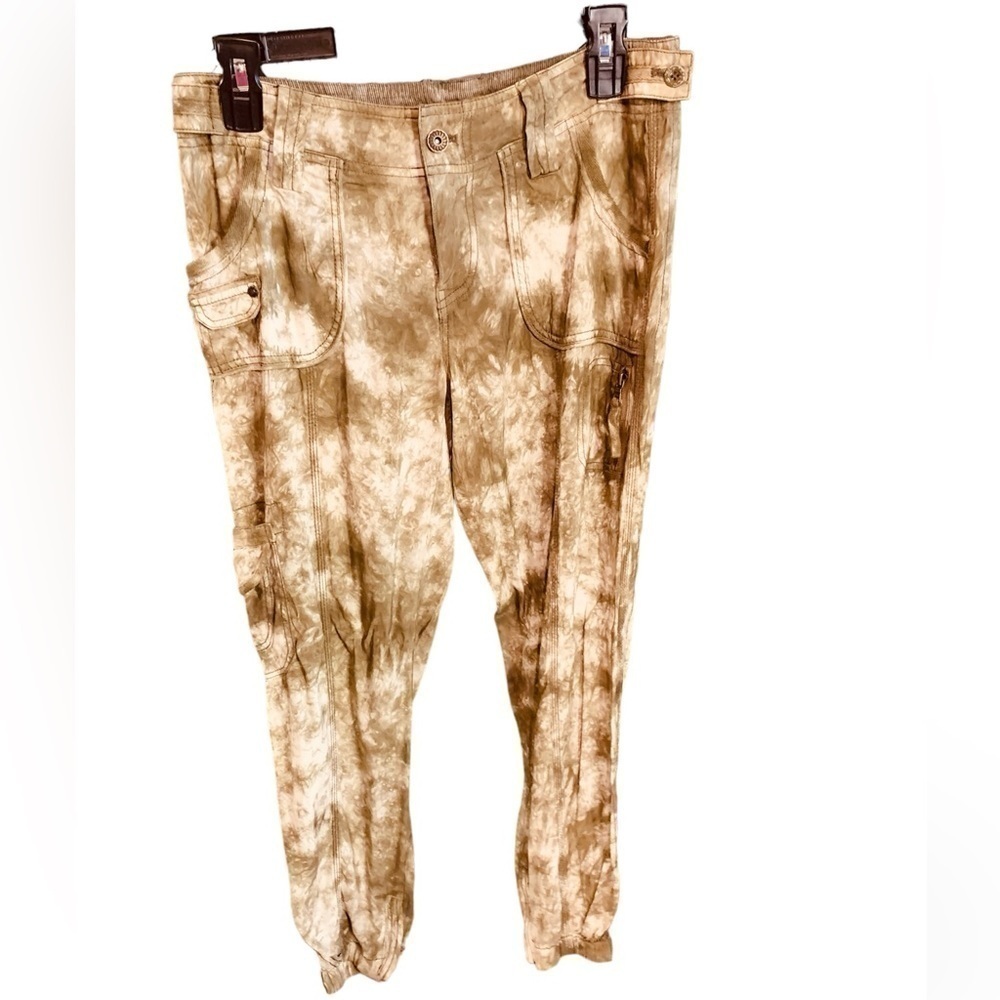 Marrakech Anthropologie 26 Green White Tie Dye Zip Ankle Jogger Pants